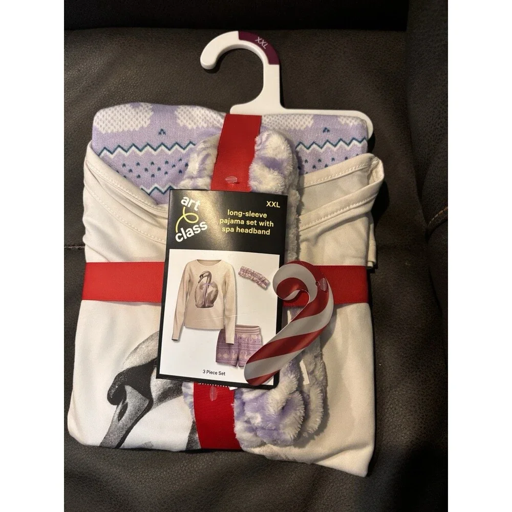 NEW Art Class Girls 3-Piece Sleepwear Pajama Set Swan Purple Size XXL 16/18